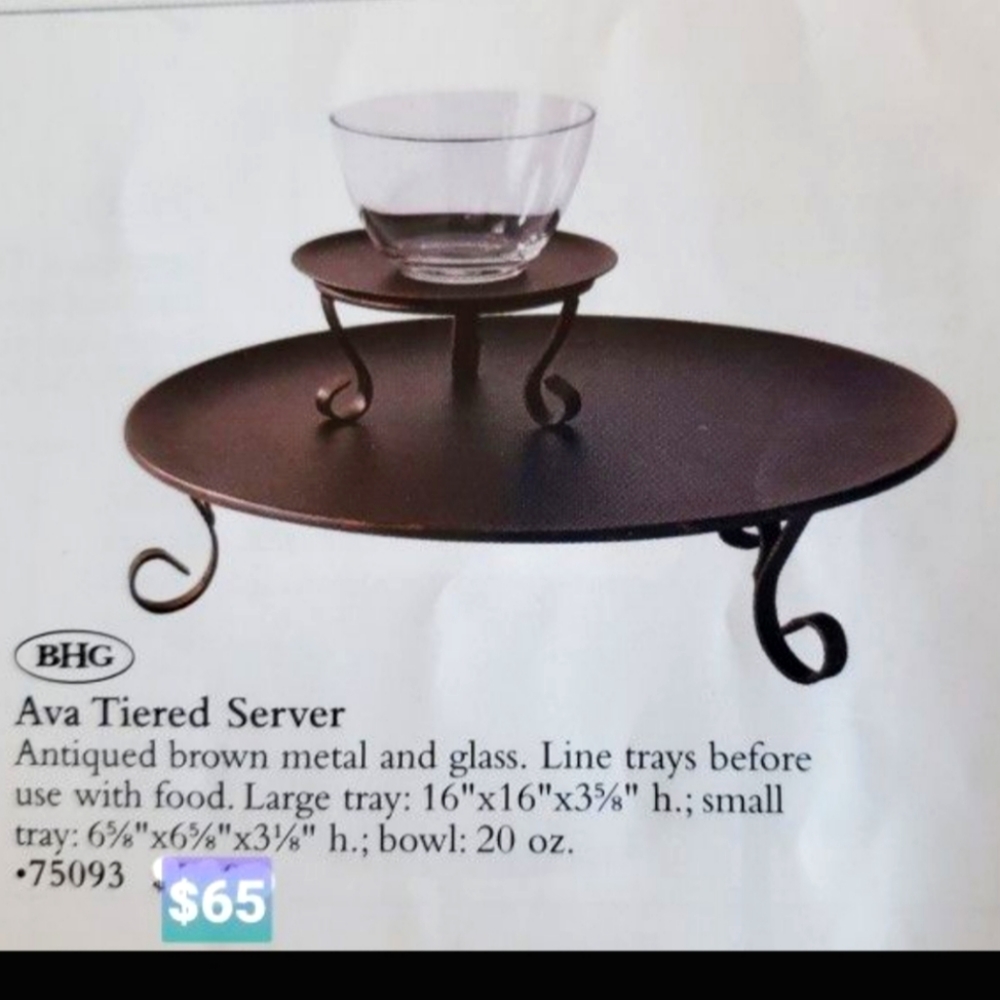 Home Interiors Ava tiered Server NEW 3 pieces Metal